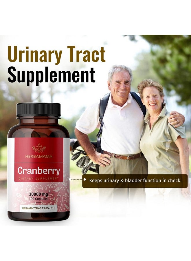 HERBAMAMA Cranberry Capsules Highpotency 50:1 Concentrate Organic Nutritional Supplement For Urinary Bladder & Immune System Vegan Nongmo Dietary Pills 30000Mg 100 Caps - Image 4