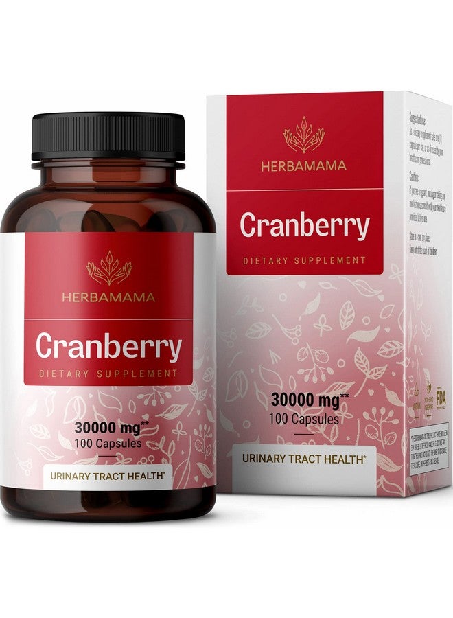 HERBAMAMA Cranberry Capsules Highpotency 50:1 Concentrate Organic Nutritional Supplement For Urinary Bladder & Immune System Vegan Nongmo Dietary Pills 30000Mg 100 Caps - Image 2