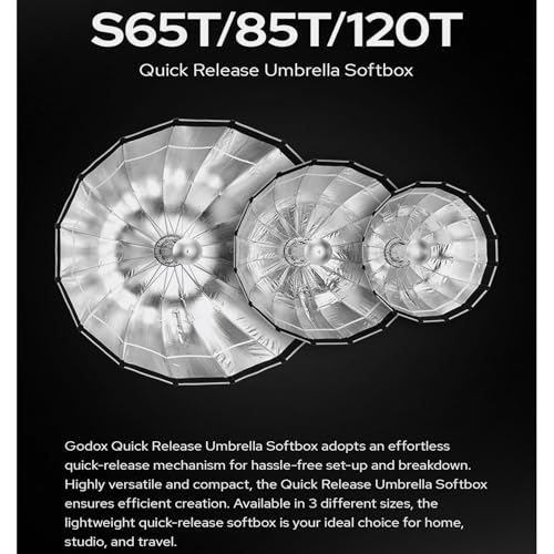 Godox Softbox S85T 33585cm Quick Release Umbrella Softbox with Diffusers Bowen Mount for Speedlight Photography Continuous LED Light Strobe Flash - Image 3