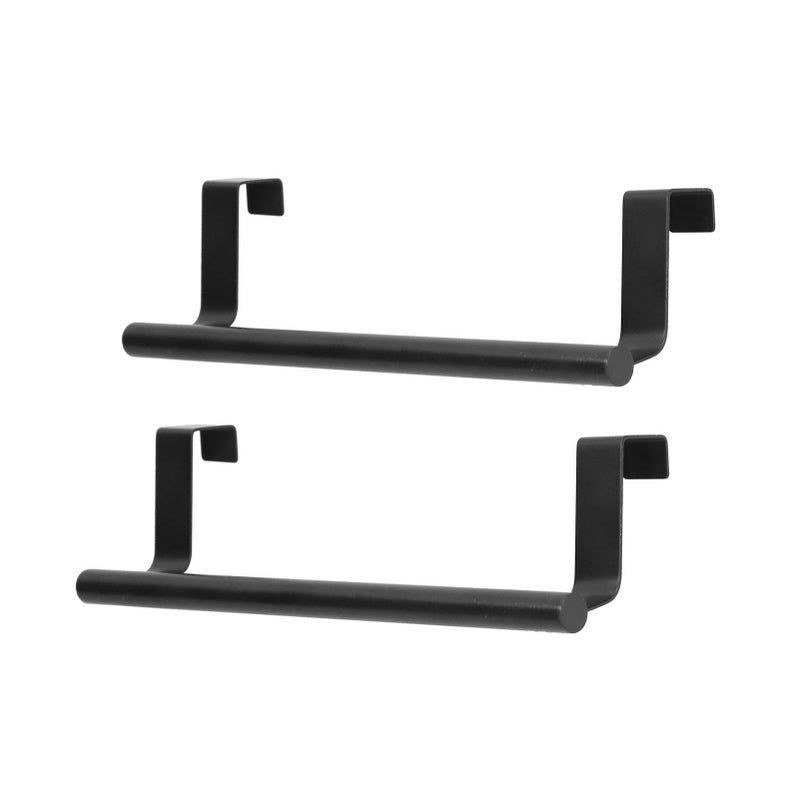 2Pcs Towel Rack Black Hangable Punch Free Nail Free Cabinet Door Towel Rack for Home Hotel23CM - Image 4