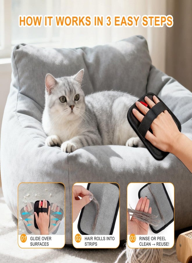 PCYIS Pet Hair Removal Glove,Reusable Electrostatic Pet Hair Remover Glove,Washable Grooming Tool for Cats, Dogs, Furniture, Car Seats, & Carpets(2 Piece) - Image 5