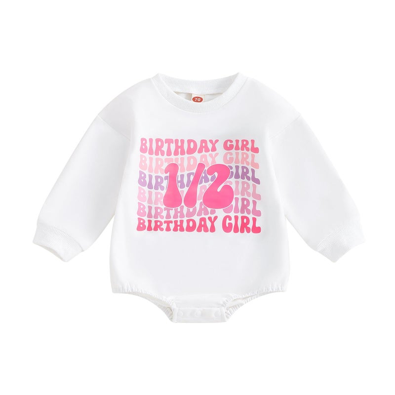 Lamuusaa Baby Girl Boy Half Birthday Outfit 1/2 Birthday Girl/Boy Romper Sweatshirt Oversized Shirts Fall Clothes - Image 1