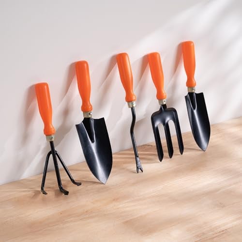UGAOO Gardening Tools Kit for Home Garden – 5 Pcs Garden Tools Set with Cultivator, Fork, Narrow Trowel, Wide Trowel & Weeder | Heavy Duty Planting Tools for Home Gardening - Image 1