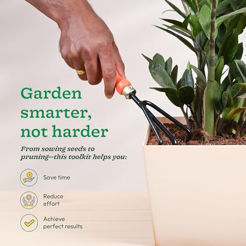 UGAOO Gardening Tools Kit for Home Garden – 5 Pcs Garden Tools Set with Cultivator, Fork, Narrow Trowel, Wide Trowel & Weeder | Heavy Duty Planting Tools for Home Gardening - Image 5