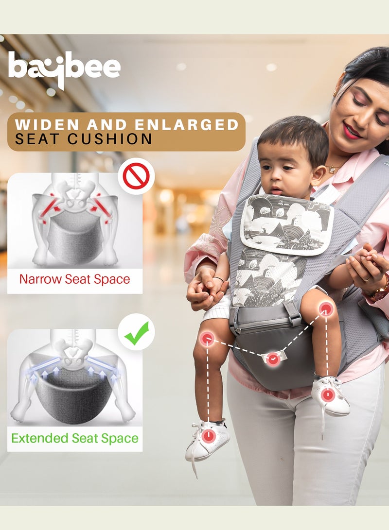 بيبي حاملة أطفال إرجونست ٦ في ١ لحديثي الولادة | حاملة أطفال مزودة بمقعد للورك، ودعم أسفل الظهر، وجيوب تخزين | حقائب حمل مريحة مع مشبك أمان، ووسادة مقعد عريضة، وحاملة أطفال شبكية قابلة للتهوية، من عمر ٠ إلى ٣ سنوات، رمادية - Image 4