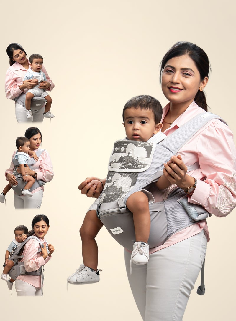 بيبي حاملة أطفال إرجونست ٦ في ١ لحديثي الولادة | حاملة أطفال مزودة بمقعد للورك، ودعم أسفل الظهر، وجيوب تخزين | حقائب حمل مريحة مع مشبك أمان، ووسادة مقعد عريضة، وحاملة أطفال شبكية قابلة للتهوية، من عمر ٠ إلى ٣ سنوات، رمادية - Image 1