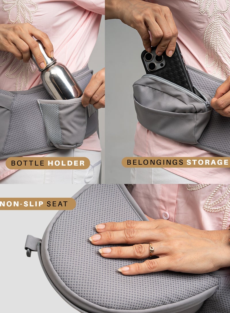 بيبي حاملة أطفال إرجونست ٦ في ١ لحديثي الولادة | حاملة أطفال مزودة بمقعد للورك، ودعم أسفل الظهر، وجيوب تخزين | حقائب حمل مريحة مع مشبك أمان، ووسادة مقعد عريضة، وحاملة أطفال شبكية قابلة للتهوية، من عمر ٠ إلى ٣ سنوات، رمادية - Image 3
