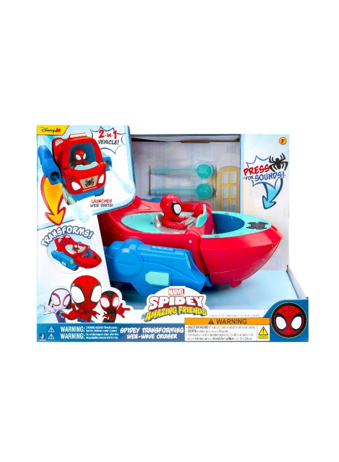 MARVEL سيارة اللعب المتحولة من سبايدي وأصدقائه - تتحول من وضع البر إلى وضع البحر | غير مخصصة للعب في الماء الفعلي | مارفل | سبايدرمان | سيارة لعبة | سيارة جمع | ألعاب قابلة للجمع | تشجع على اللعب الخيالي وتطوير المهارات الحركية | هدية للأطفال والرضع - Image 1