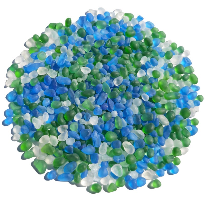 QYGL Sea Glass Stones - 0.9LB Frosted Glass Pebbles Gemstones - Perfect for Aquarium Rocks, Fish Tank Gravel, Vase Fillers, DIY Crafts, and Home Decor (Green, Aquamarine, White) - Image 1