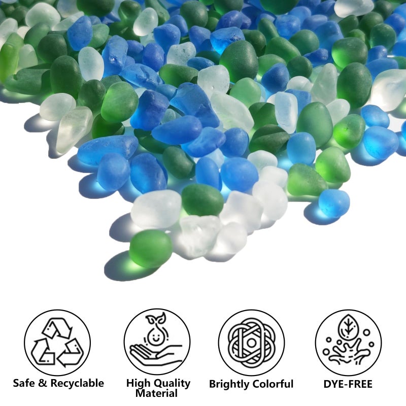 QYGL Sea Glass Stones - 0.9LB Frosted Glass Pebbles Gemstones - Perfect for Aquarium Rocks, Fish Tank Gravel, Vase Fillers, DIY Crafts, and Home Decor (Green, Aquamarine, White) - Image 2