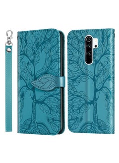 HuHa Case Cover For Xiaomi Poco M2 Life of Tree Embossing Pattern Horizontal Flip Leather Case with Holder & Card Slot & Wallet & Photo Frame & Lanyard Blue 