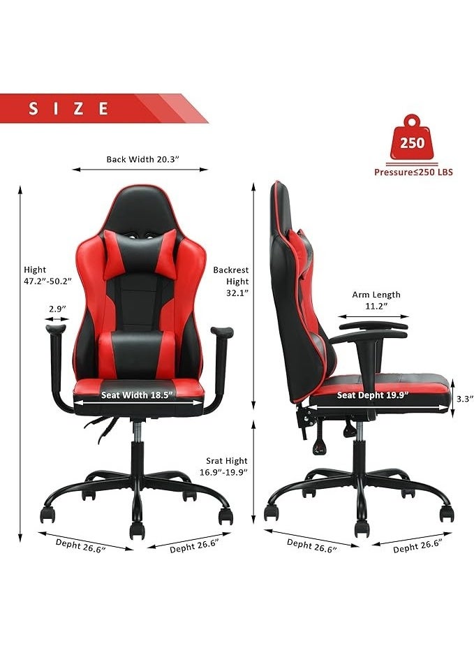 Gaming Chair Ergonomic Computer Chair with Headrest and Lumbar Support Adjustable Swivel Office Chair for Work Study and Gaming - Image 5