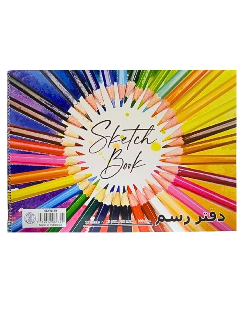 Sadaf Spiral Sketch Pad, A3 Size, White 100 gsm 20 Sheets - Image 1
