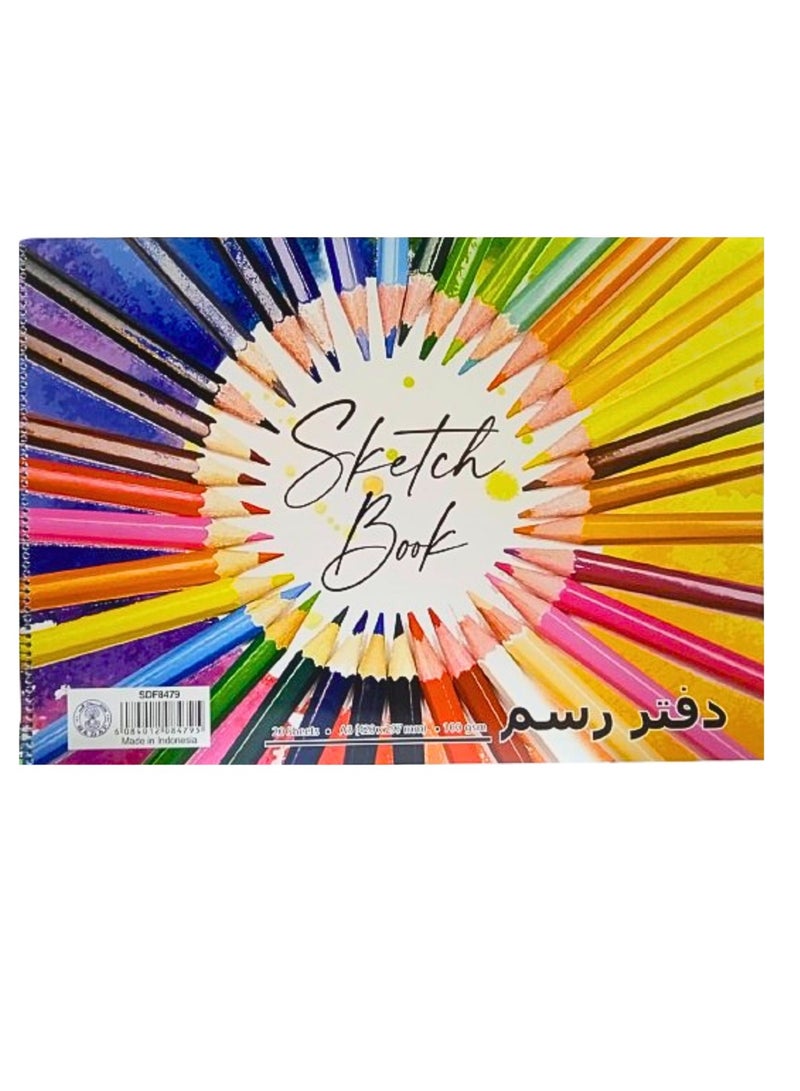 Sadaf Spiral Sketch Pad, A3 Size, White 100 gsm 20 Sheets - Image 2