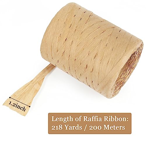 Tenn Well Raffia Ribbon for Gift Wrapping, 1/4 Inch by 218 Yards Natural Raffia, Paper Twine Ribbon for Crafts, Gift Wrapping, Crocheting, Holiday Decoration - Image 2