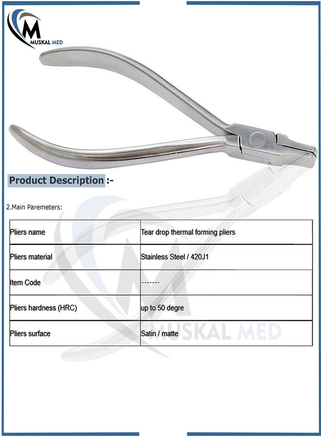 VISION TEK MED Orthodontic Dental Tear Drop Pliers Thermal Forming Retainer Clear Aligner Braces Plier - Image 3