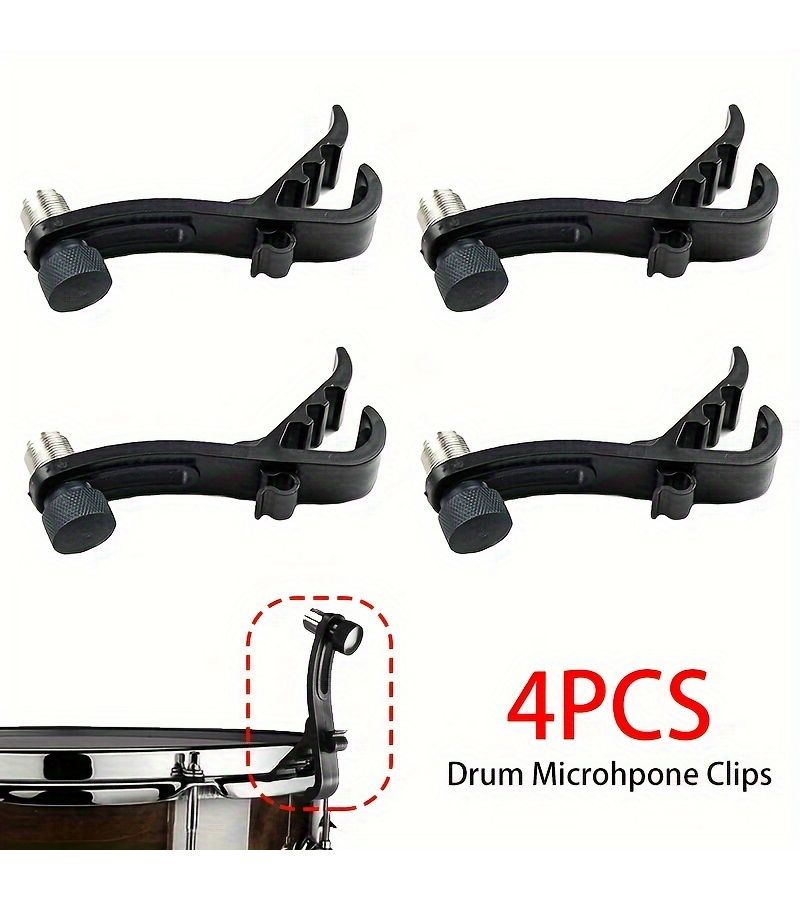 Black Drum Mic Holder Clips Shockproof Clamps for Musical Instruments - Image 1