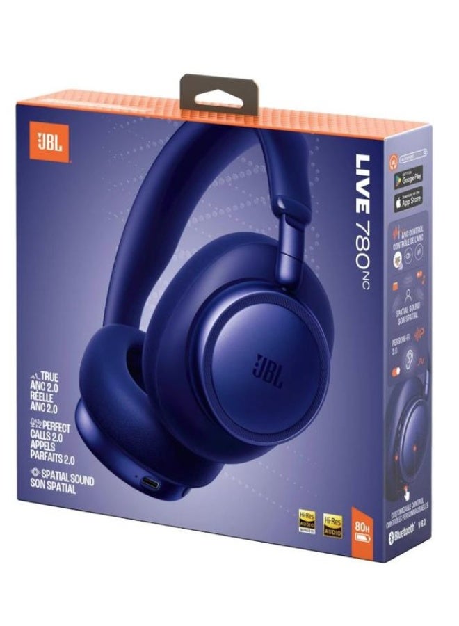 جي بي إل JBL Live 780NC - Wireless Over-Ear True Adaptive Noise Cancelling Headphones, JBL Signature Sound with Hi-Res Audio, 2-mic Perfect Calls 2.0 with AI-Trained Algorithm, & Personi-Fi 3.0-Blue Blue - Image 4