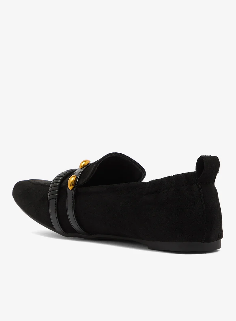 Ella Black Buckle Detail Suede Loafers for Women | Best Price UAE
