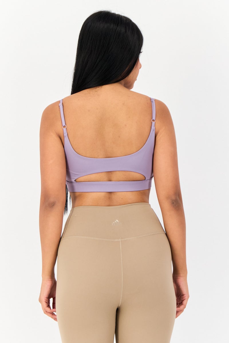 PUMA Women Brand Logo Padded Sports Bra, Purple - Image 2