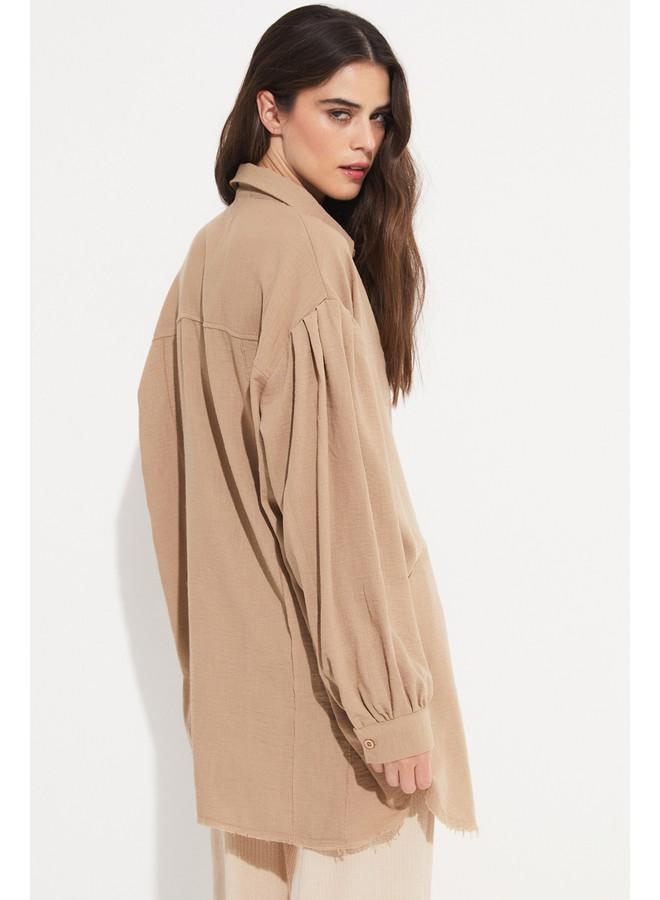 جون قميص فيسكوز بليند حصري لشهر يونيو - بيج - Image 4