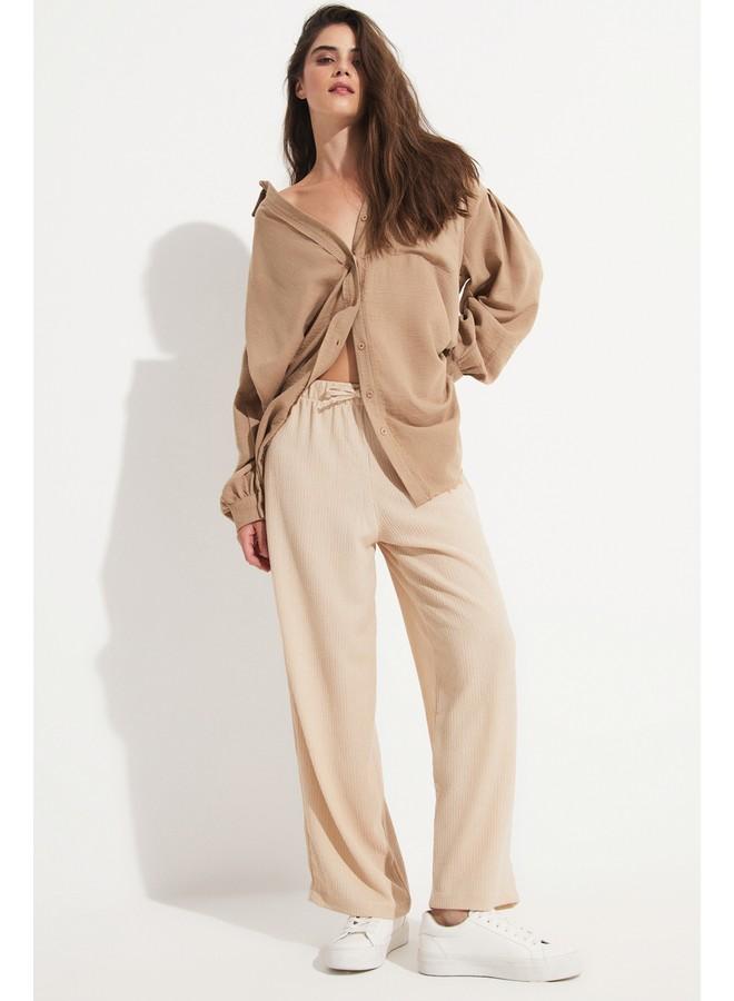 جون قميص فيسكوز بليند حصري لشهر يونيو - بيج - Image 3