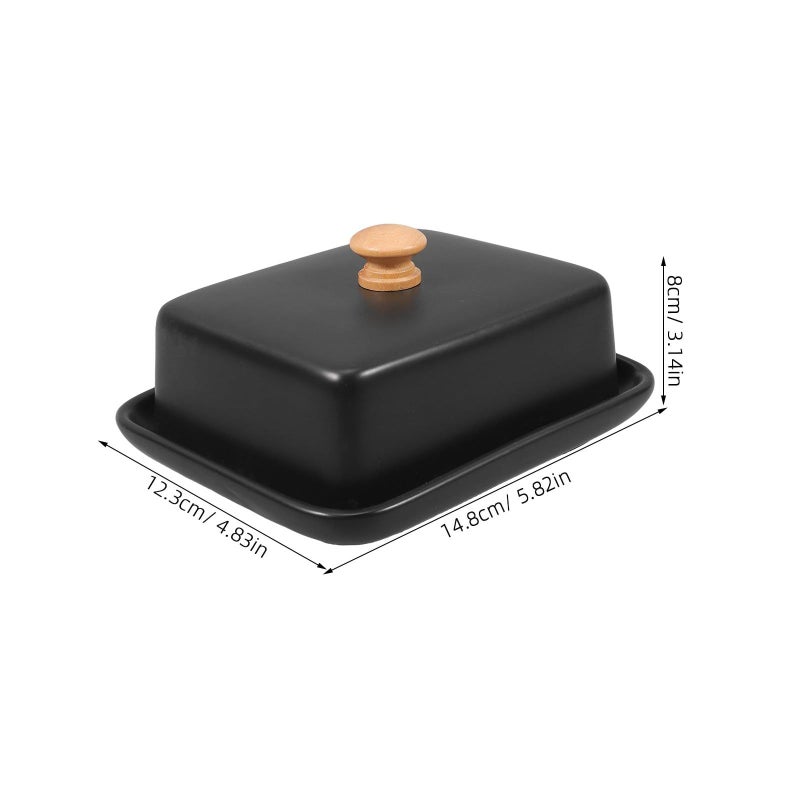 Ceramic Butter Dish with Lid Black Container for Kitchen Countertop and Fridge - Image 3
