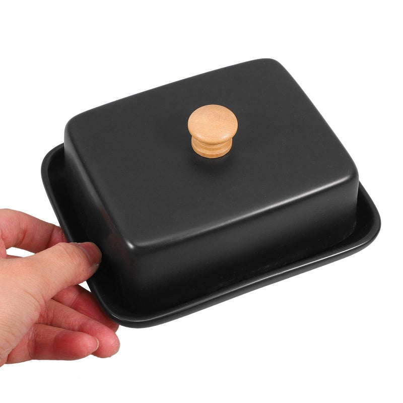 Ceramic Butter Dish with Lid Black Container for Kitchen Countertop and Fridge - Image 5