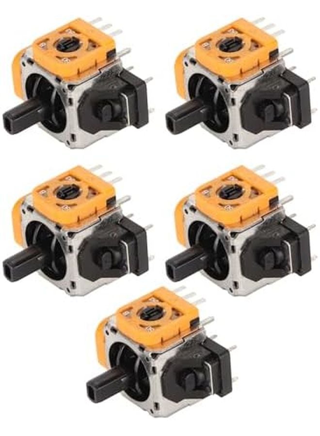 5 قطع عصا التحكم التناظرية ثلاثية الأبعاد السوداء للاستبدال، أجزاء إصلاح لوحدات تحكم ألعاب الفيديو - Image 1