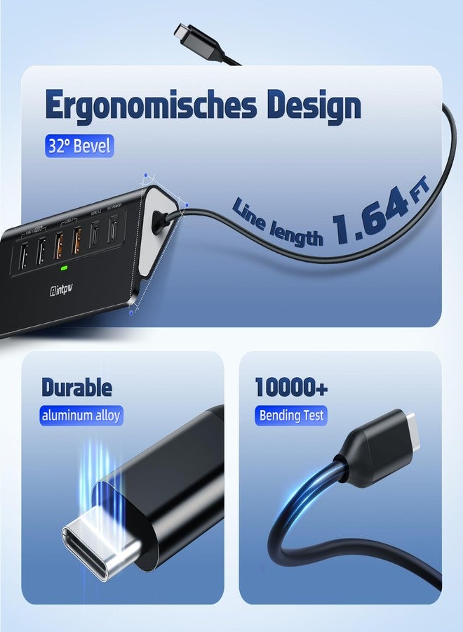 intpw USB C Hub Ethernet, 10Gbps USB C Docking Station 10-in-1 with 4K@60Hz HDMI, Type-C & 2 USB A 3.2 Data, LAN, 2 USB A 2.0, PD 100W, SD/TF Ports, Powered USB Hub for Laptop, PC, iPhone 16/15, Mac - Image 3