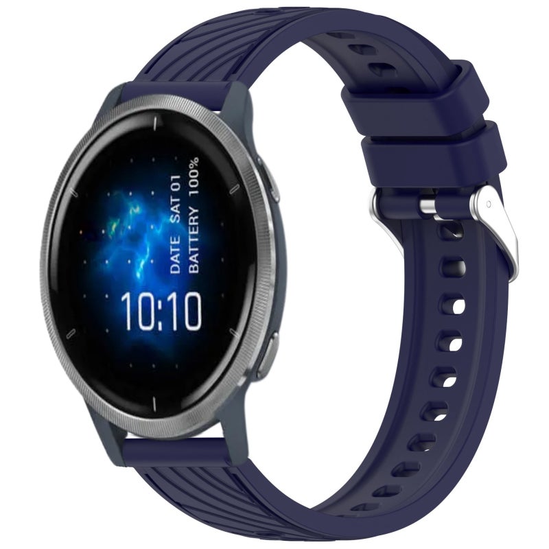 S-TOP For Garmin Venu 2 Stripe Texture 22mm Silicone Watch Band(Midnight Blue) - Image 1