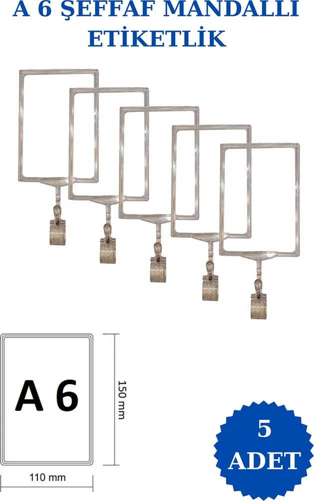 اسطنبول مانكين Istanbul Model 5 Pieces A6 Latch Shelf Label Basket Label Framed Label Holder Donkey Hanger