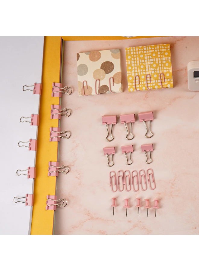 DANRONG 97 PCS Office Supplies for Women, Paper Clips, Binder Clips and Push Pins Set, Paperclips Thumb Tacks School and Home Desk Supplies, Desk Organized (Pink) - Image 5