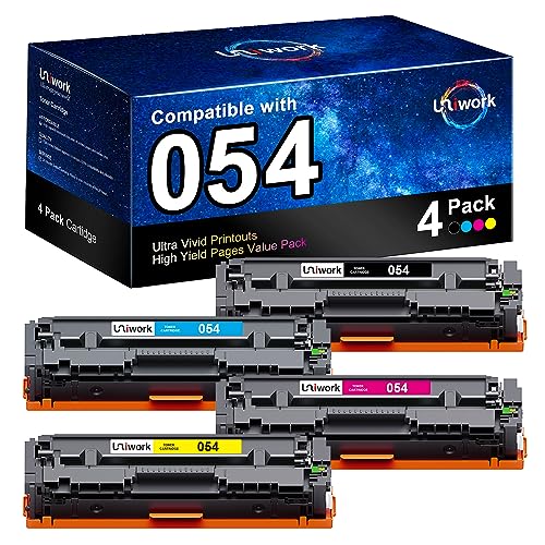 Uniwork خراطيش حبر بديلة متوافقة مع Uniwork لطابعة كانون 054 خراطيش 054H CRG 054 تستخدم لطابعة Color Image CLASS MF644Cdw LBP622Cdw MF642Cdw MF640C MF641Cw LBP620 (أسود، أزرق، أرجواني، أصفر) - Image 1