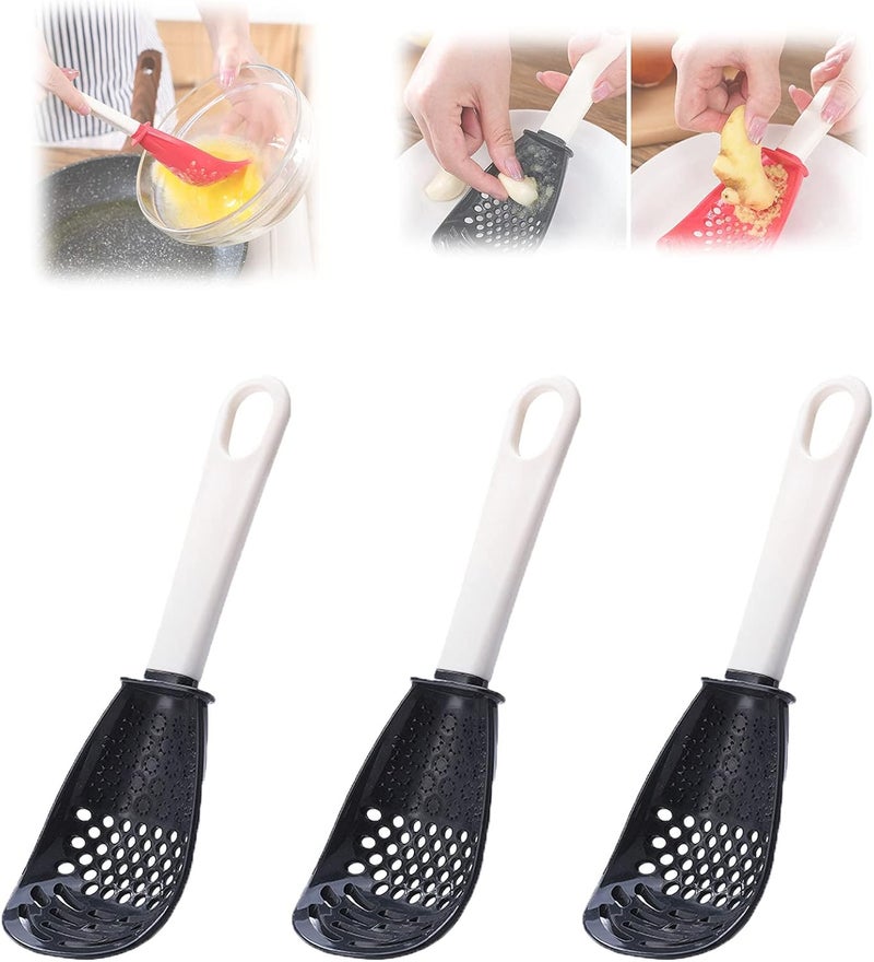 klarako 3 PCS Multifunctional Kitchen Cooking Spoon, Multi-Functional Skimmer Slotted Spoon,Non-Toxic and High Temperature Resistant for Draining, Mashing, Grinding, Garlic Press Crusher (B) - Image 1