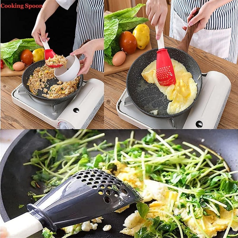 klarako 3 PCS Multifunctional Kitchen Cooking Spoon, Multi-Functional Skimmer Slotted Spoon,Non-Toxic and High Temperature Resistant for Draining, Mashing, Grinding, Garlic Press Crusher (B) - Image 3