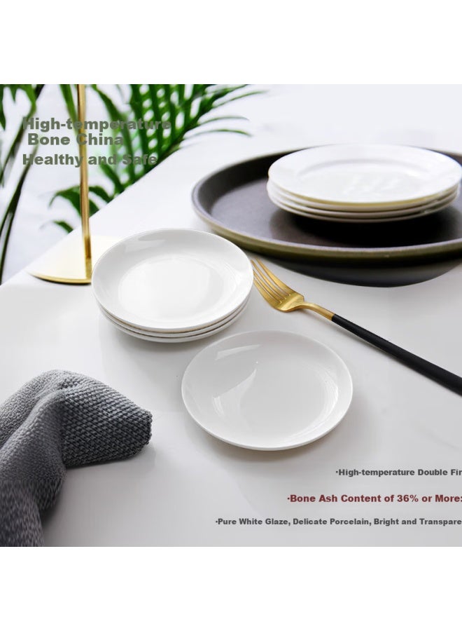 Sky Top Ceramic Plate Bone China Dish Snack Plate Household Hotel Tableware Pure White 5-inch Moonlight Plate 4-piece Set - Image 2