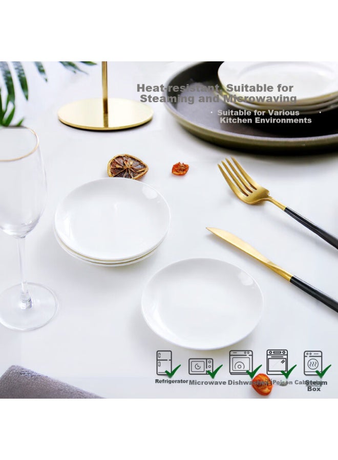 Sky Top Ceramic Plate Bone China Dish Snack Plate Household Hotel Tableware Pure White 5-inch Moonlight Plate 4-piece Set - Image 3