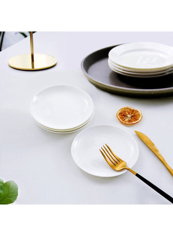 Sky Top Ceramic Plate Bone China Dish Snack Plate Household Hotel Tableware Pure White 5-inch Moonlight Plate 4-piece Set - Image 4