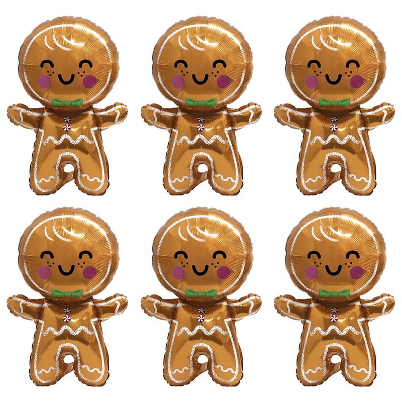 Deermon Jumbo Gingerbread Man Xmas Foil Party Balloons 6 Pack Merry Christmas Mylar Helium Large Gingerbread Man Kids Balloon For New Year Eve Holiday Festival Birthday Party Decorations Supplies - Image 3
