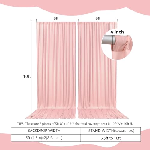 Zankubom 2 Panels Light Pink Backdrop Curtain, 10 x 10 Feet Background Curtains for Parties, Weddings, Baby Showers, Bachelorette Halloween, Christmas Birthday Party Photoshoot Backdrop Curtains Decorations - Image 2