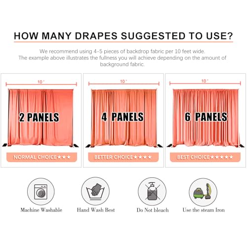Zankubom 2 Panels Light Pink Backdrop Curtain, 10 x 10 Feet Background Curtains for Parties, Weddings, Baby Showers, Bachelorette Halloween, Christmas Birthday Party Photoshoot Backdrop Curtains Decorations - Image 3