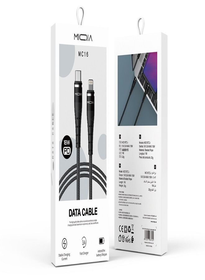 MIQIA Braided PD Cable Black 1M - Image 3