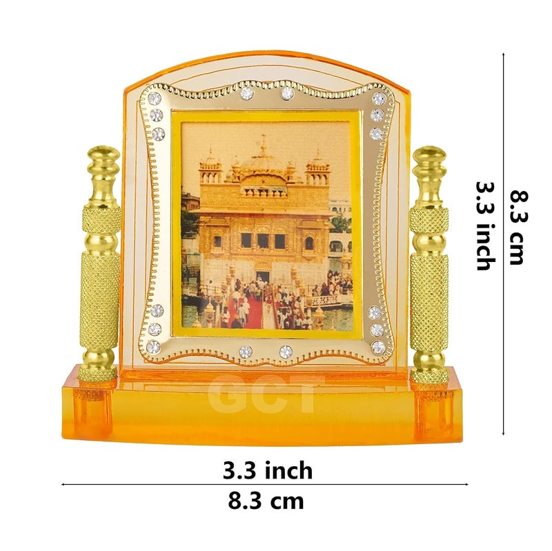 GCT Golden Temple (J001-5-A) Sikh Religious Acrylic Frame for Car Dashboard (L*B*H- 3.3 x 1.2 x 3.3 Inches) - Image 2