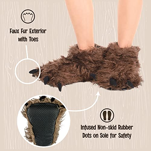 Lazy One Animal Paw Slippers for Kids and Adults, Fun Costume for Kids, Cozy Furry Slippers, Sasquatch (Bigfoot, Small) - Image 4