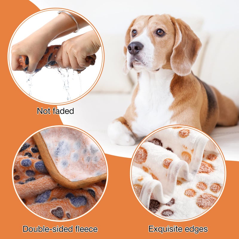 Chumia 18 Pcs Fleece Puppy Blanket Bulk, Soft Warm Pet Blanket with Paw Bone Star Elephant Dot Heart Printed Fluffy Throw Bed Mat for Small Medium Dog Cat Kitten Animals(23 x 16 Inch, Sweet) - Image 3