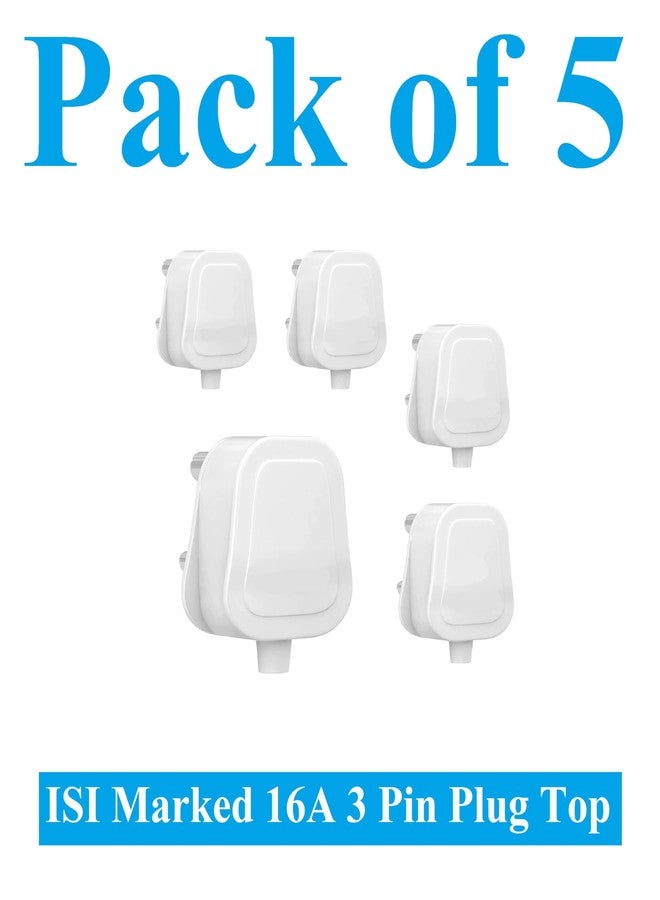 SAURAN Pack of 5 Pieces 16A 3 Pin Plug Top Polycarbonate (ESP168) - Image 2