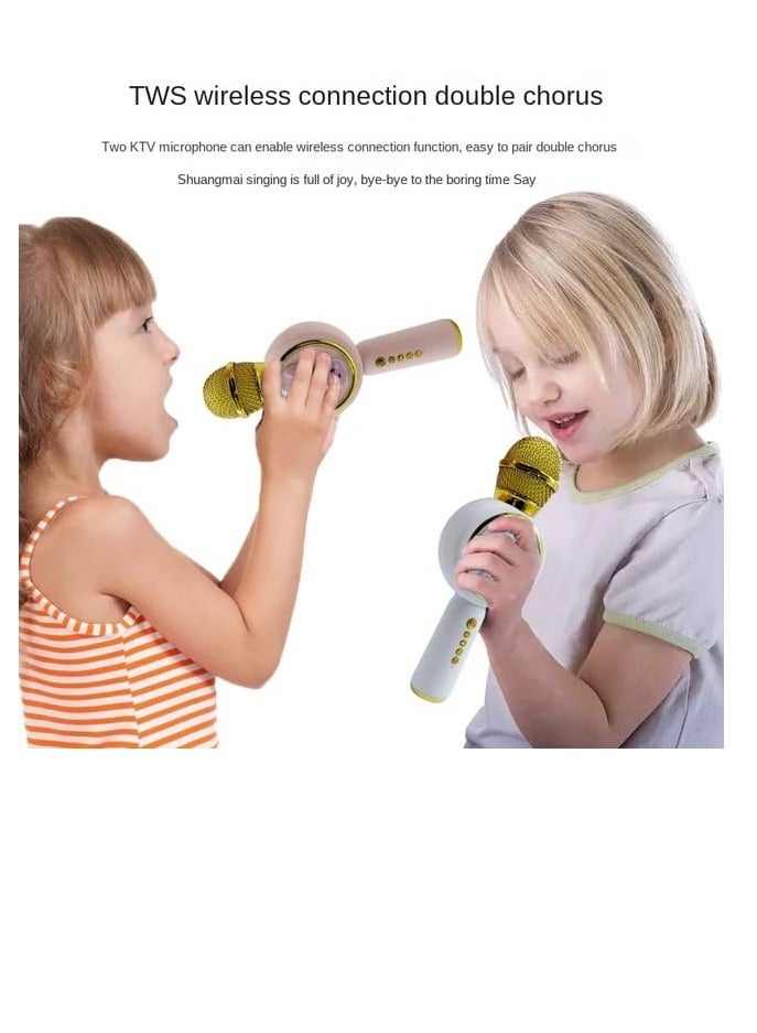 جريس ميكروفون للأطفال للغناء، ميكروفون كاريوكي لاسلكي يعمل بالبلوتوث، مكبر صوت TF، ميكروفون كاريوكي محمول باليد، متعدد الألوان - Image 4