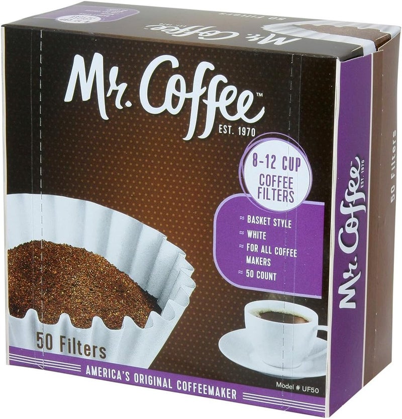 Mr. coffee Basket Coffee Filters, 8-12 Cup, White Paper, 8-Inch, 50-Count Boxes (Pack of 1) (Packaging May Vary) - Image 4
