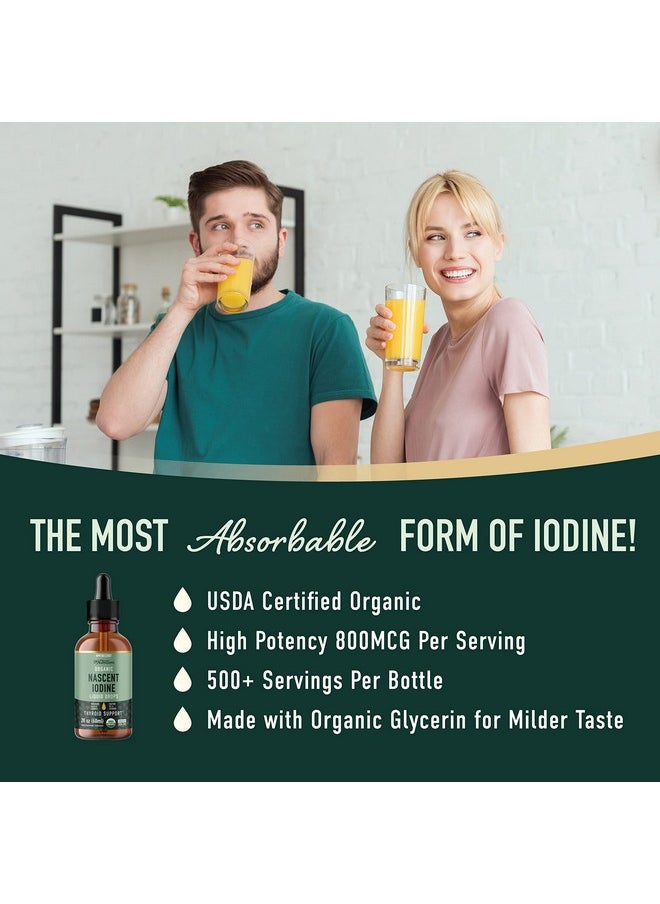SMNutrition Organic Liquid Nascent Iodine Drops ; Iodine Supplement For Thyroid Energy & Metabolism Support ; 2 Fl Oz ; 500 Servings ; Usda Certified Organic Vegan Highly Absorbable ; 1100 Mcg Per Serving  - Image 4